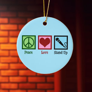 Ornamento De Cerâmica Paz Amor Impede Comédia