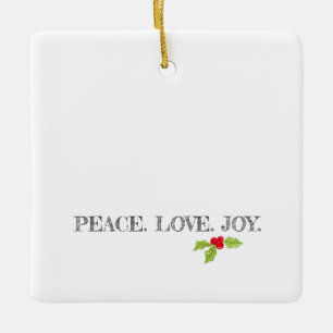Ornamento De Cerâmica Paz Amor Joy Holly Feliz Natal Foto Moderna