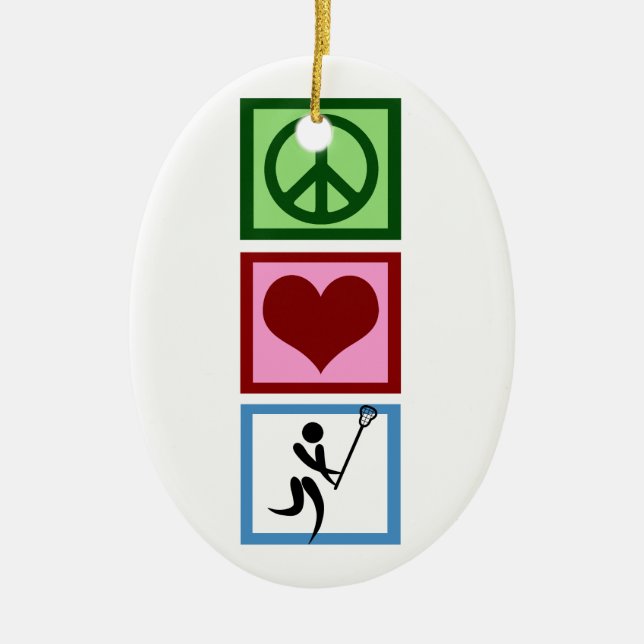 Ornamento De Cerâmica Paz Amor Lacrosse (Frente)