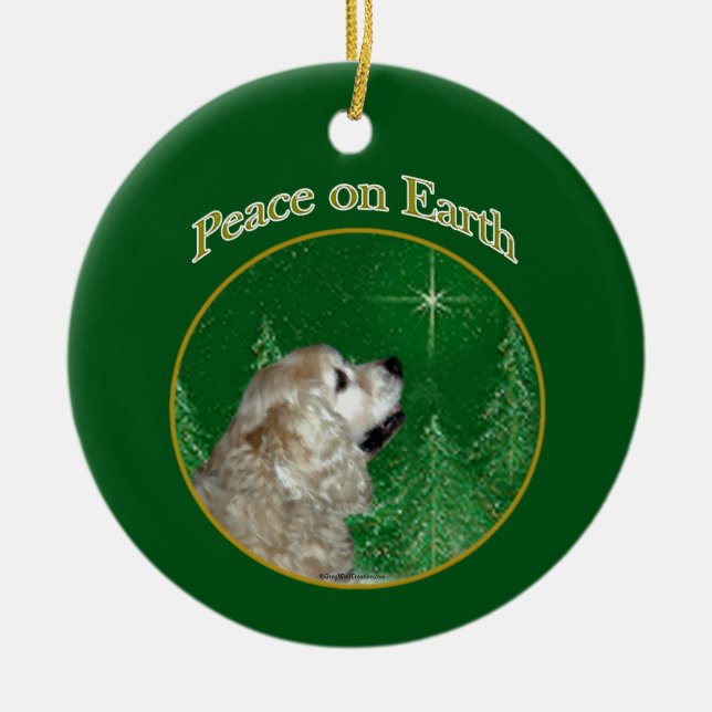 Ornamento De Cerâmica Paz de Cocker Spaniel (Frente)