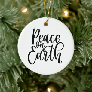 Ornamento De Cerâmica Paz Na Terra Árvore Cristã Moderna De Natal