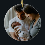 Ornamento De Cerâmica Paz na Terra - Design de Natal da Porta de Vidro E<br><div class="desc">Paz na Terra - design da pomba de vidro contida</div>