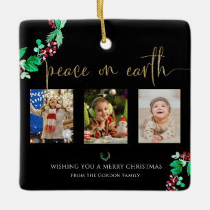 Ornamento De Cerâmica Paz na Terra Natal 3 Fotografia Wreath Watercolor