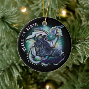 Ornamento De Cerâmica Paz no Earth Dragon e no Unicórnio