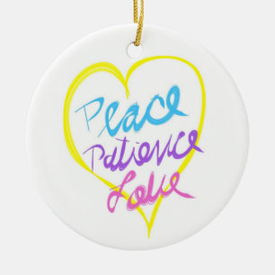 Ornamento De Cerâmica Paz paciência amor Ornament
