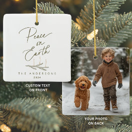 Ornamento De Cerâmica Paz Personalizada no Natal da Foto