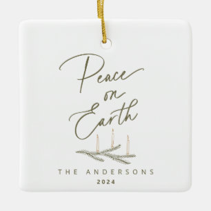 Ornamento De Cerâmica Paz Personalizada no Natal da Terra