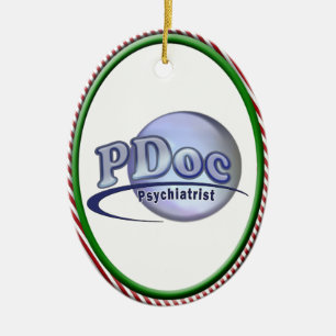 Ornamento De Cerâmica PDoc MÉDICO DO LOGOTIPO PSIQUIATRY PSYCHIATRY