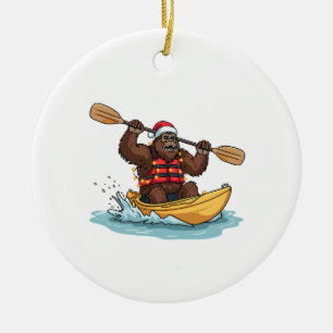 Ornamento De Cerâmica Pé Grande Sasquatch Caiaque Natal Esporte Aquático