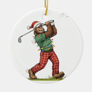 Ornamento De Cerâmica Pé Grande Sasquatch Golfe Natal 2026 Feriado