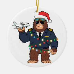 Ornamento De Cerâmica Pé Grande Sasquatch Piloto Natal 2026 Feriado