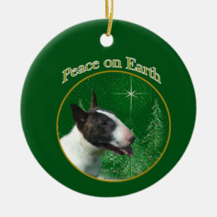 Ornamento De Cerâmica Peace Bull Terrier Ornament