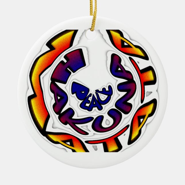 Ornamento De Cerâmica "Peace Hakuna Matata" Impressão de Arte Circular (Frente)