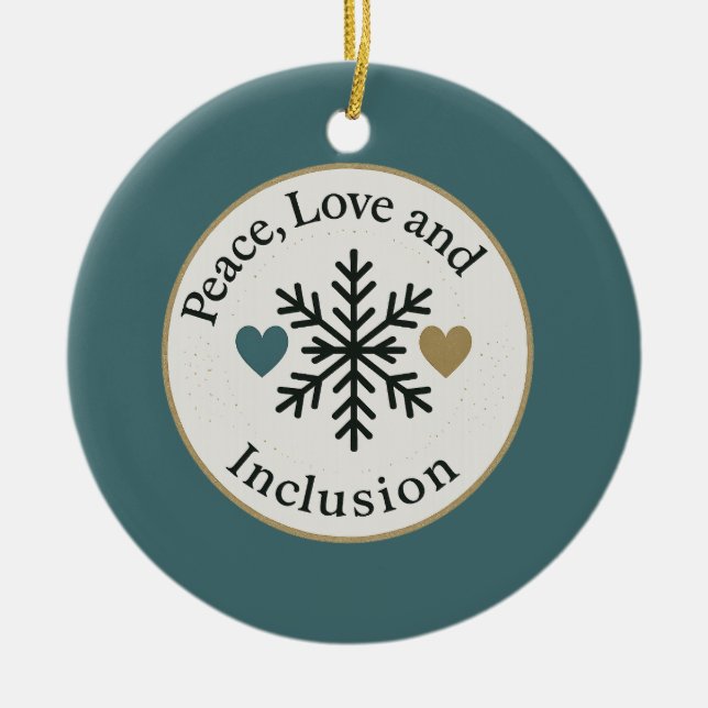 Ornamento De Cerâmica Peace, Love and Inclusion | Personalized Holiday (Frente)