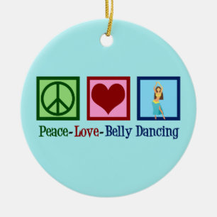 Ornamento De Cerâmica Peace Love Belly Dançando