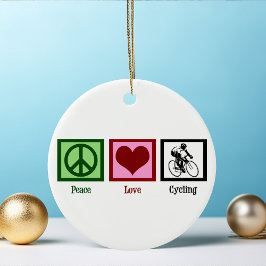 Ornamento De Cerâmica Peace Love Cycling