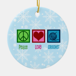 Ornamento De Cerâmica Peace Love Debate Team Cerâmica Ornament Crochet