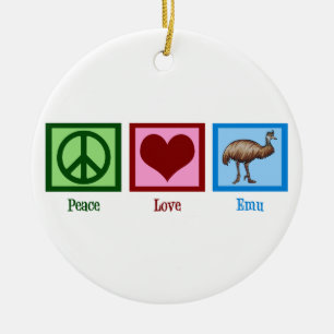 Ornamento De Cerâmica Peace Love Emu