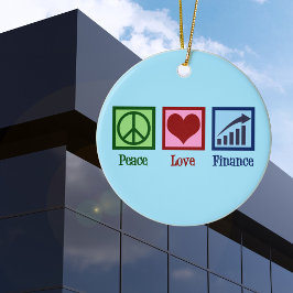 Ornamento De Cerâmica Peace Love Finance