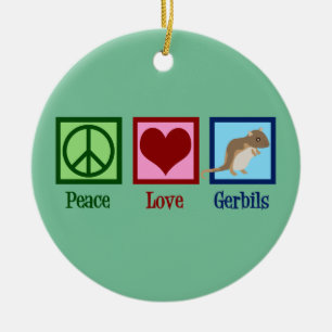 Ornamento De Cerâmica Peace Love Gerbilers