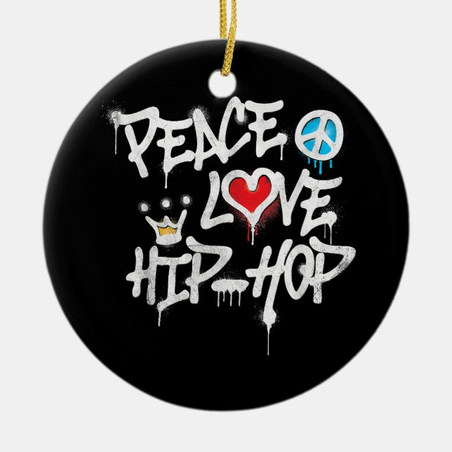 Ornamento De Cerâmica Peace Love Hip Hop Dancing (Frente)