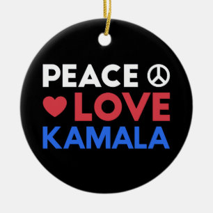 Ornamento De Cerâmica Peace Love Kamala I - Kamala Harris Para President