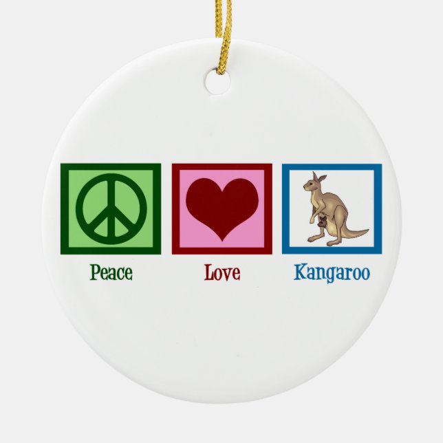 Ornamento De Cerâmica Peace Love Kangaroo (Frente)