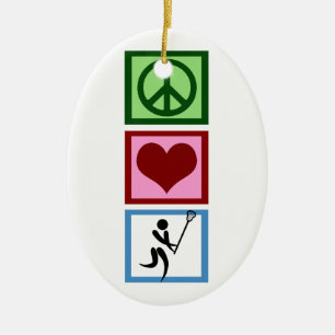 Ornamento De Cerâmica Peace Love Lacrosse