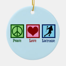 Ornamento De Cerâmica Peace Love Lacrosse Christmas