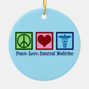 Ornamento De Cerâmica Peace Love Medicine Interna