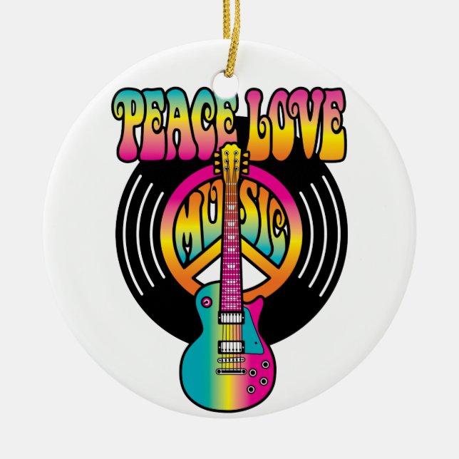 Ornamento De Cerâmica Peace-Love-Music-Vinyl (Frente)