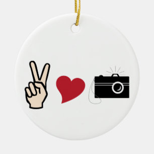Ornamento De Cerâmica Peace Love Photography