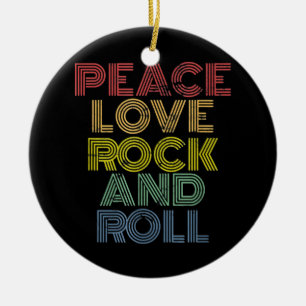Ornamento De Cerâmica Peace Love Rock And Roll