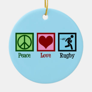 Ornamento De Cerâmica Peace Love Rugby