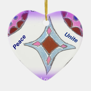 Ornamento De Cerâmica Peace Love Unity hakuna matata .png