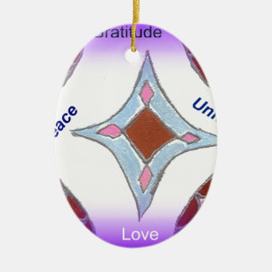 Ornamento De Cerâmica Peace Love Unity hakuna matata .png