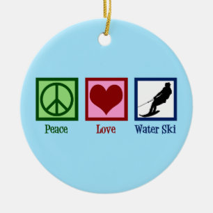 Ornamento De Cerâmica Peace Love Waterskiing Company Water Ski