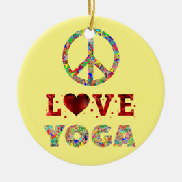 Ornamento De Cerâmica Peace Love Yoga Colorida Espiritual