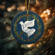 Peace on Earth Dove Peace Sign Wreath Photo