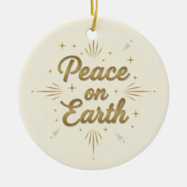 Ornamento De Cerâmica Peace on Earth Retro Script Vintage Typography