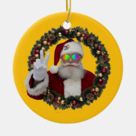 Ornamento De Cerâmica Peace Santa Christmas Ornament