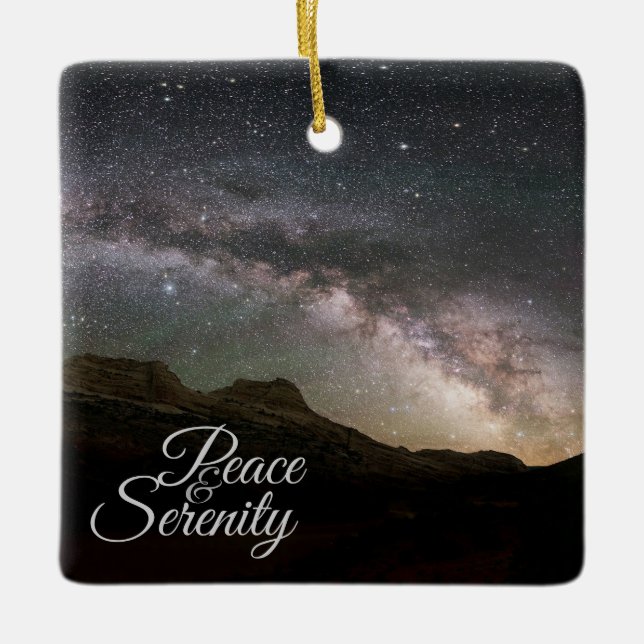 Ornamento De Cerâmica Peace & Serenity Mountain Night Sky (Frente)
