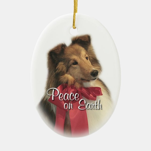 Ornamento De Cerâmica Peace Sheltie (Frente)
