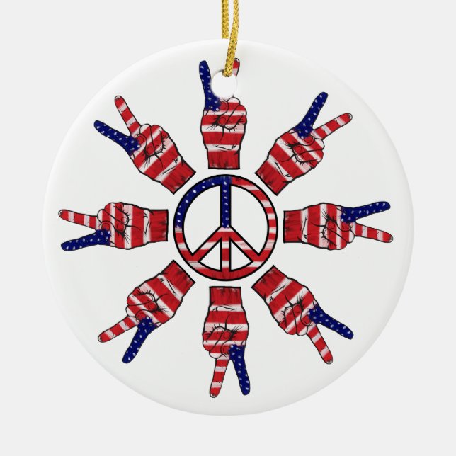 Ornamento De Cerâmica Peace Sign Snowflake (Frente)