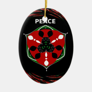Ornamento De Cerâmica "Peace: with Shield Emblem" Art Impressão