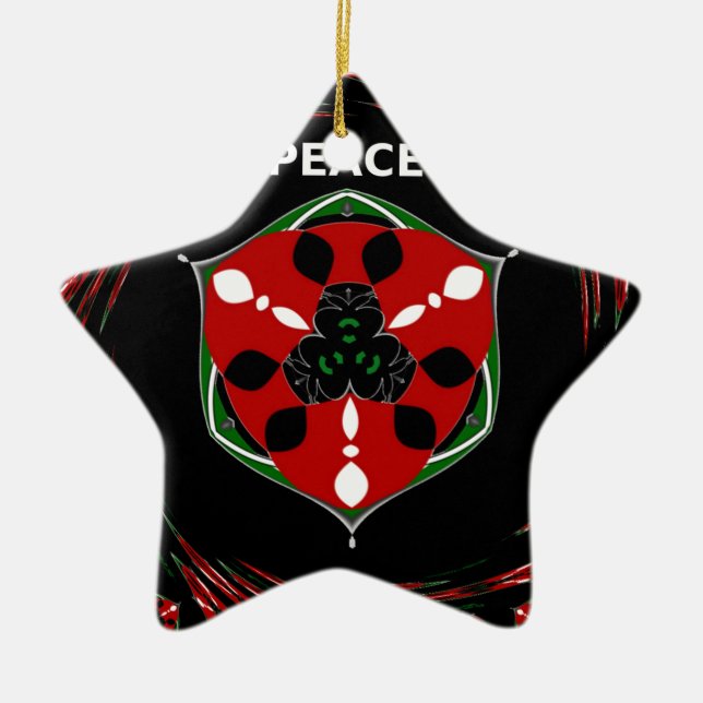 Ornamento De Cerâmica "Peace: with Shield Emblem" Art Impressão (Frente)