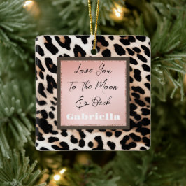 Ornamento De Cerâmica Peach Black Cream Lepard