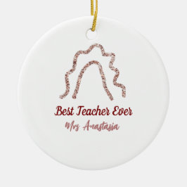 Ornamento De Cerâmica Peach marron glitter rainbow teacher appreciation 