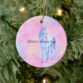 Ornamento De Cerâmica Peach Pink Purple Unicorn