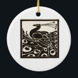 ORNAMENTO DE CERÂMICA PEACOCK BRANCO PRETO ELEGANTE<br><div class="desc">Pavão Elegante Art Nouveau a preto e branco</div>